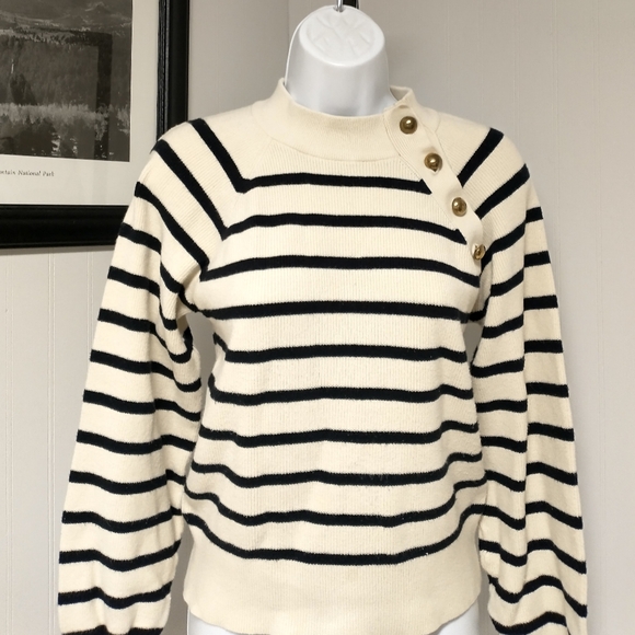 Who What Wear Long Sleeve Stripe Crewneck Pullover Knit Sweater Size XS - Picture 2 of 9